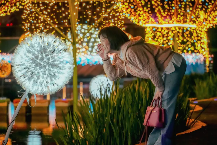 如夢似幻的光雕場景，走入浪漫國度。水利局提供