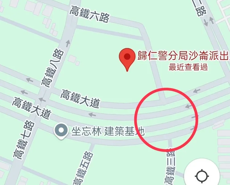 高鐵三路、六路隔著高鐵大道未打通，在地居民建議相關單位改善。取自google
