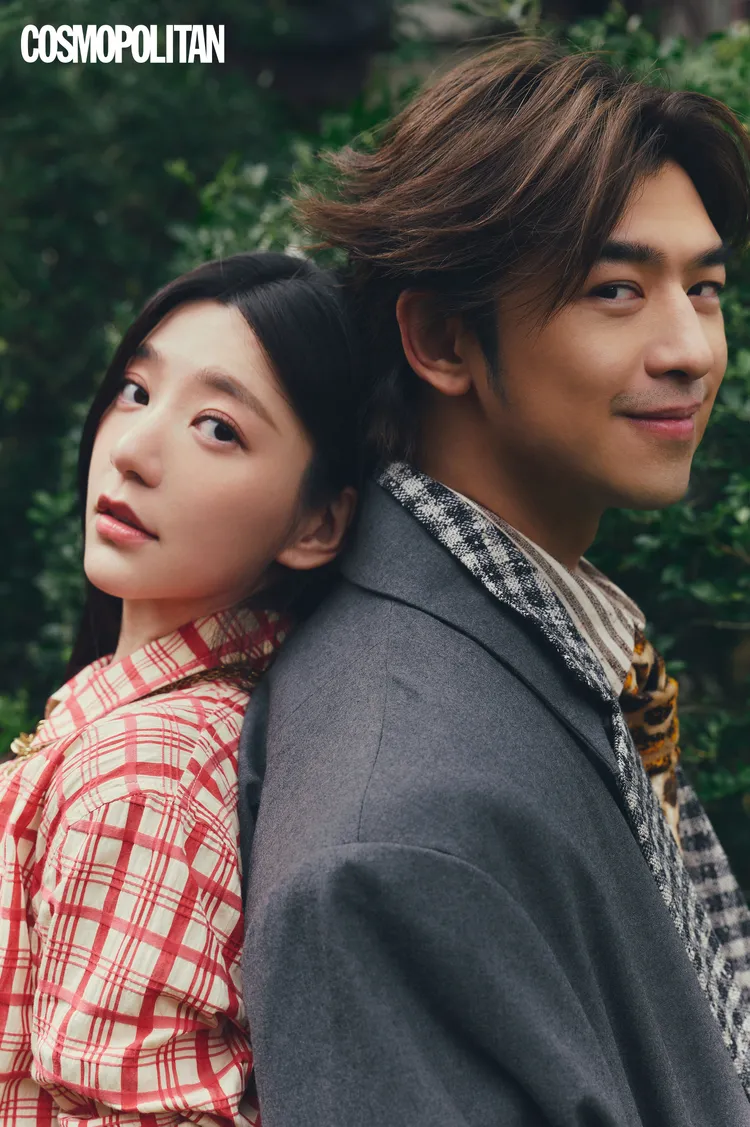 郭雪芙（左）、陳柏霖（右）拍攝《COSMOPOLITAN》封面。《COSMOPOLITAN》提供