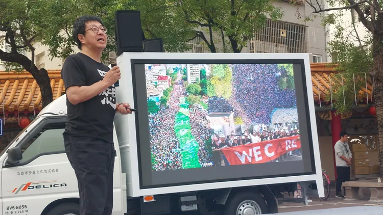 尹立說，推動罷免最重要的是持續與身邊的朋友溝通，並且要有堅定的信心。凃建豐攝