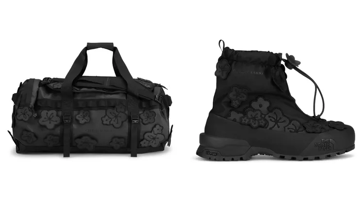 THE NORTH FACE X CECILIE BAHNSEN AUDREY BASE CAMP駝包（左）1萬8380元、CHARLOTTE GLENCLYFFE戶外機能休閒靴（右）1萬4880元。品牌提供