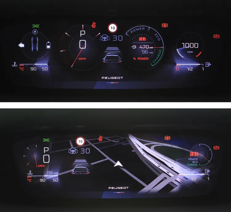 408 Hybrid GT Premium同樣也搭載3D立體投影式抬頭顯示儀表，並具備多種顯示模式切換。林浩昇攝
