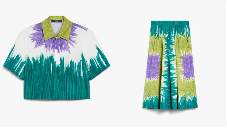 Weekend Max Mara地中海風情印花襯衫（左）1萬1900、地中海風情印花裙（右）1萬8200元。品牌提供
