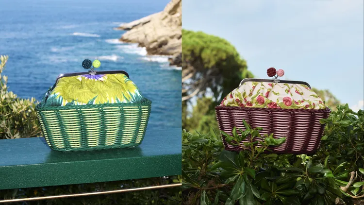Pasticcino點心包以印花或純色棉質帆布結合手工編織籃設計呼應渡假風。品牌提供
