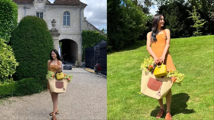 金世正將手上的Le Pliage與Le Roseau手提包巧妙疊搭在一起。翻攝金世正IG
