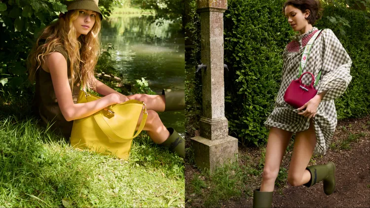 模特曬出隨性搭在肩上或輕握手中Le Roseau包款。品牌提供