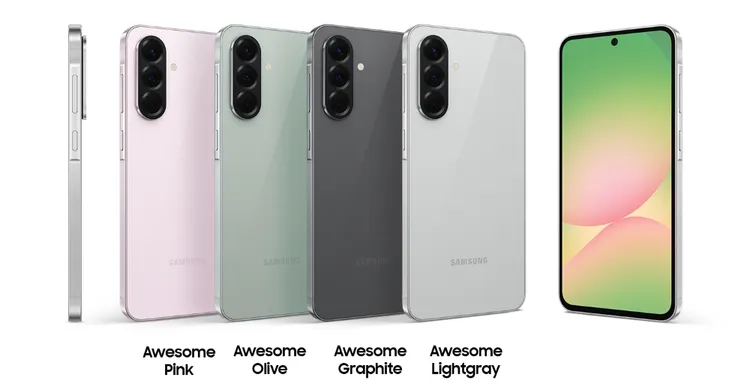 Galaxy A56 5G提供灰、石墨、橄欖與粉紅四種配色。三星提供