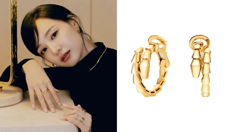 BVLGARI Seprenti Viper黃K金耳環。品牌提供
