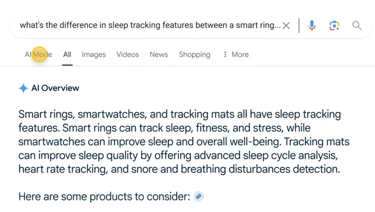 Google搜尋中的AI模式可以直接回答用戶的提問。Google提供
