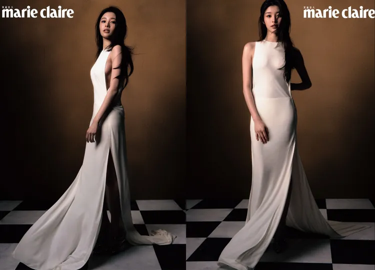 詹子萱穿著GUCCI貼身洋裝辣露曲線。《Marie Claire 美麗佳人》國際中文版提供