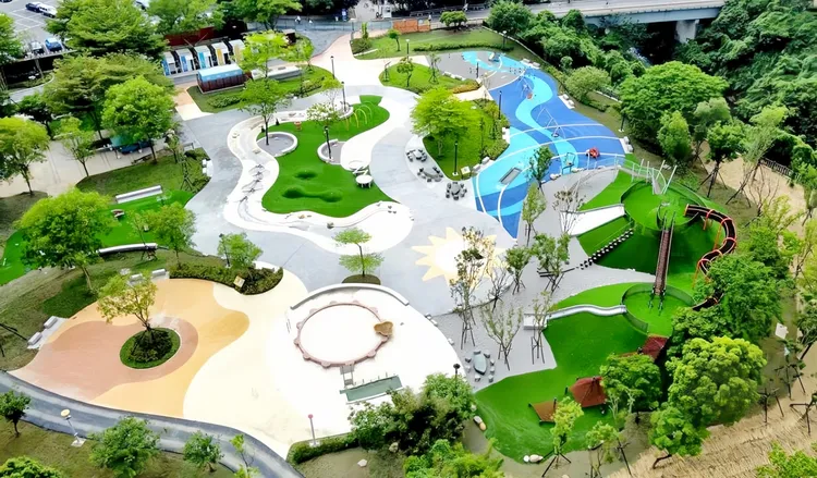 安坑輕軌K07站附近陽光運動公園。水利局提供