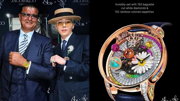 GD（左圖右）與珠寶品牌Jacob & Co.的獨家聯名錶售價高達約3300萬元。翻攝GD IG