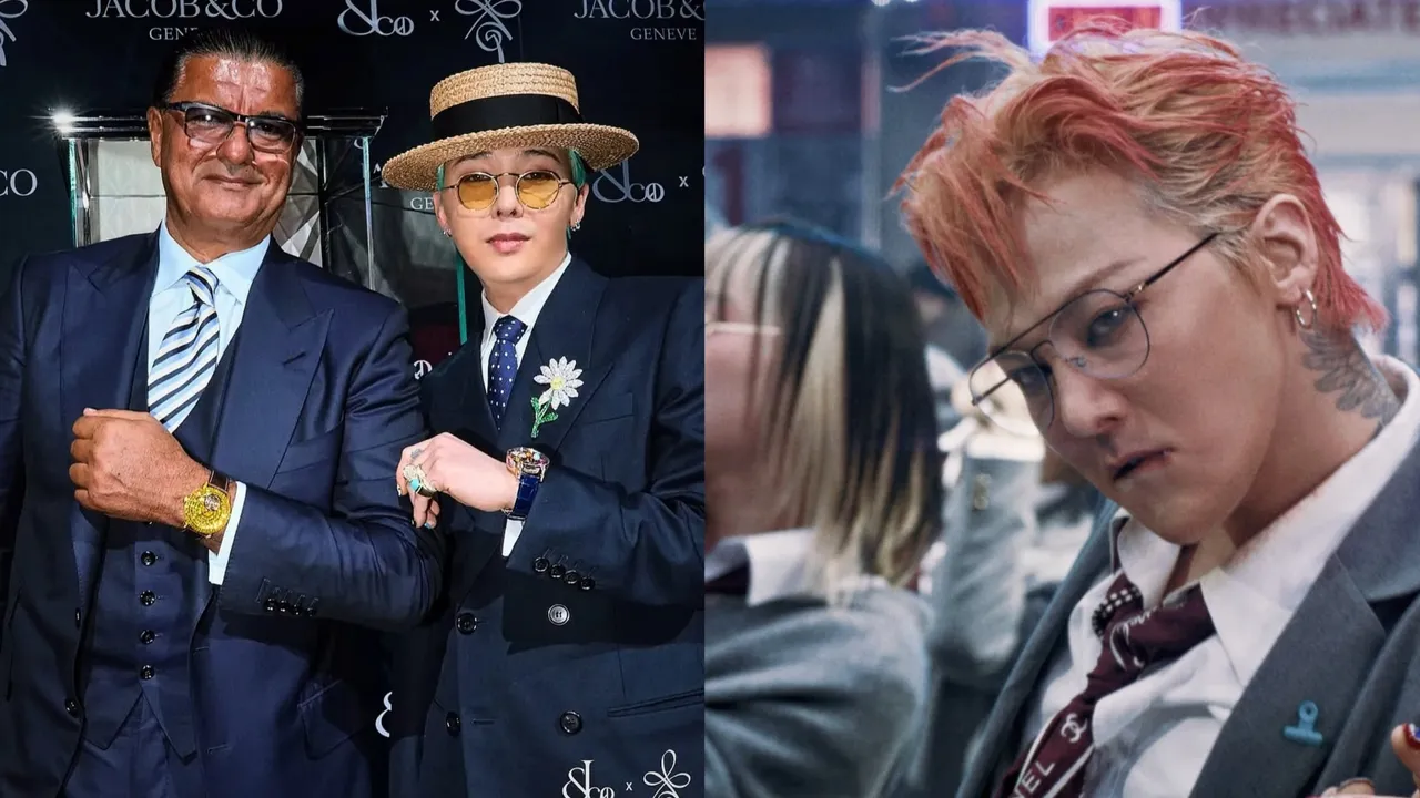 G-DRAGON（左圖右、右圖）聯名小雛菊腕錶要價不菲、同款眼鏡相較平價。翻攝GD IG、品牌提供