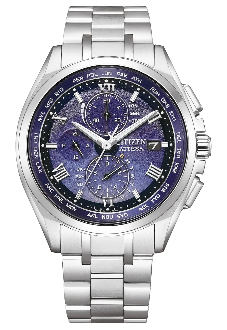 CITIZEN「夜之月虹限定款對錶」男錶AT8240-66L，4萬3800元。品牌提供