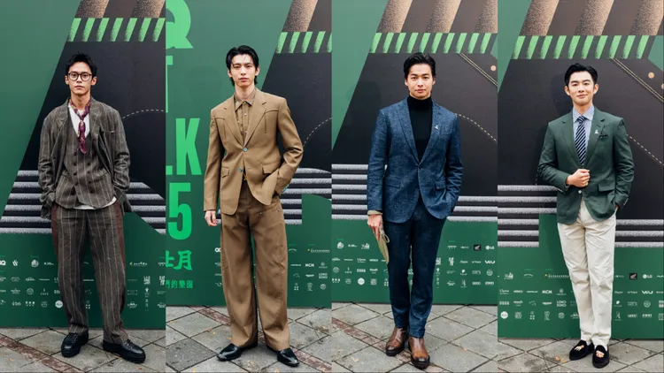 多位新生代演員包括黃雋智（左起）、徐碩廷、林敬倫、蕭子墨等出席《2025 GQ Suit Walk》。《GQ》提供
