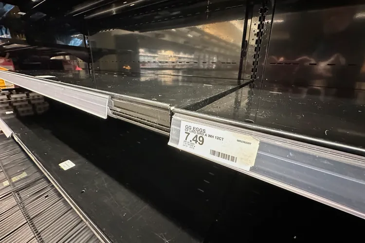 美國科羅拉多州超市的雞蛋被搶購一空。美聯社