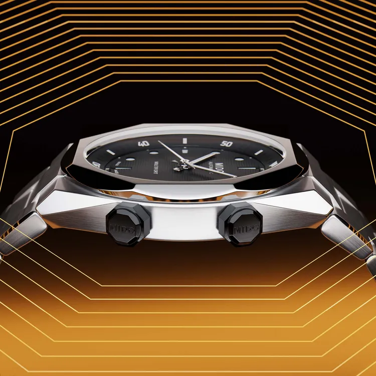 MIDO新作的亮點之一便是雙錶冠設計，且均以八角形呈現。品牌提供