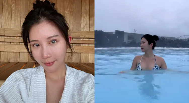 鄭家純近日遊冰島，泡藍湖溫泉，畫面太夢幻。翻攝鄭家純臉書