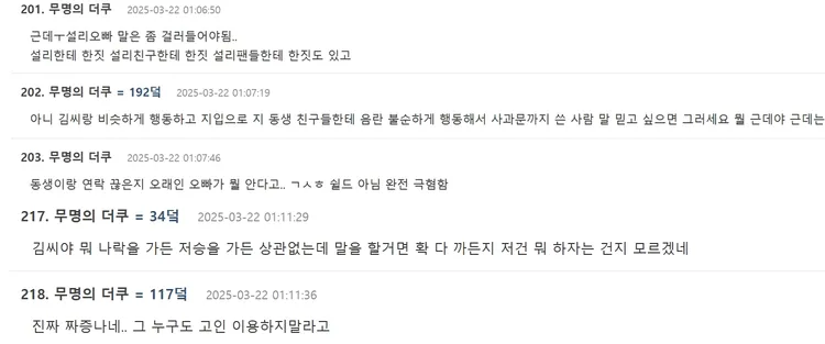 網友指責雪莉二哥過去的行徑跟金秀賢沒兩樣，不要利用雪莉。翻攝theqoo