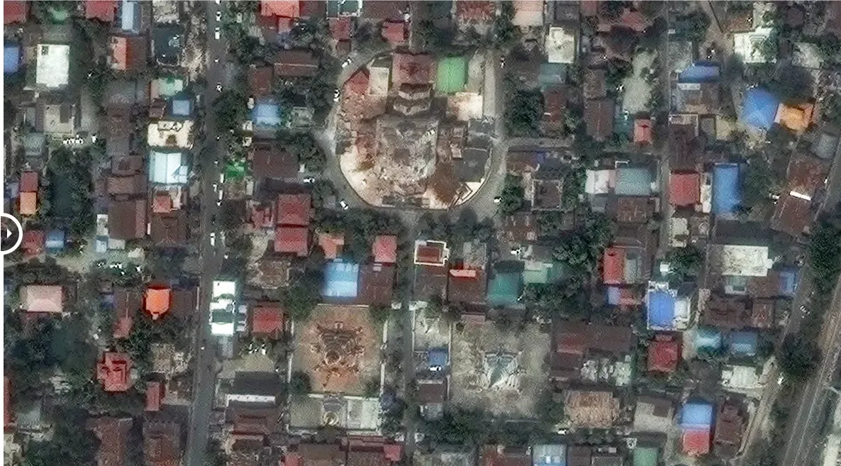 地震前,瓦城的佛塔與寺院。CNN