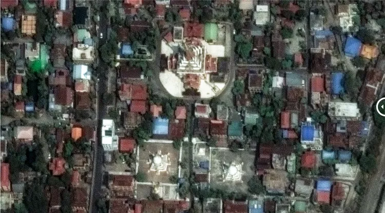 地震後瓦城的佛塔與寺院倒塌。CNN