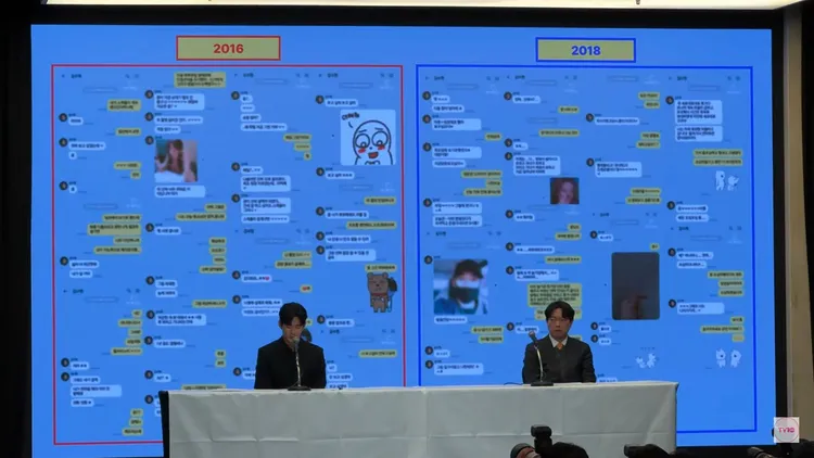金秀賢秀出自己握有的對話紀錄，指《橫豎研究所》爆料是移花接木。翻攝YT