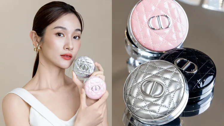 Dior超完美晶透光氣墊粉蕊1800元、經典藤藤格紋/前衛金屬銀外殼各1100元、限量粉色藤格紋外殼1200元。品牌提供