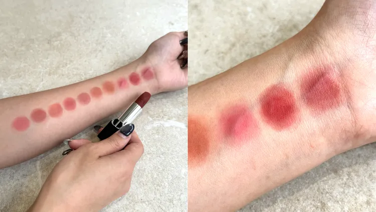 Dior藍星柔紗唇膏10色，右起前3色依序為主打色#688、#756和#261。張家玲攝