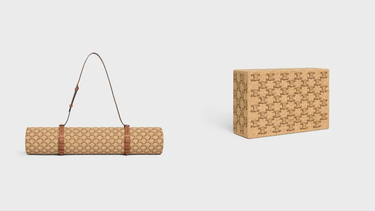 CELINE TRIOMPHE通體印花軟木瑜伽墊（左）3萬7500元、通體印花軟木瑜伽磚（右）6600元。品牌提供