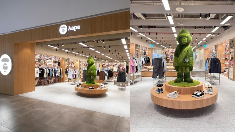 AAPE特別派出訂製的巨型草猿公仔在新店門口坐鎮。品牌提供