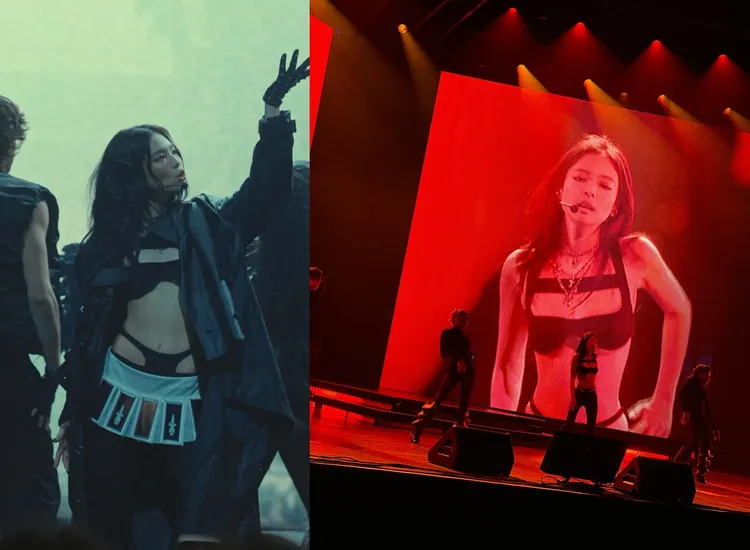 Jennie演唱會上換上多套大典前衛的服裝，大露性感纖腰和骨盆。翻攝Jennie IG