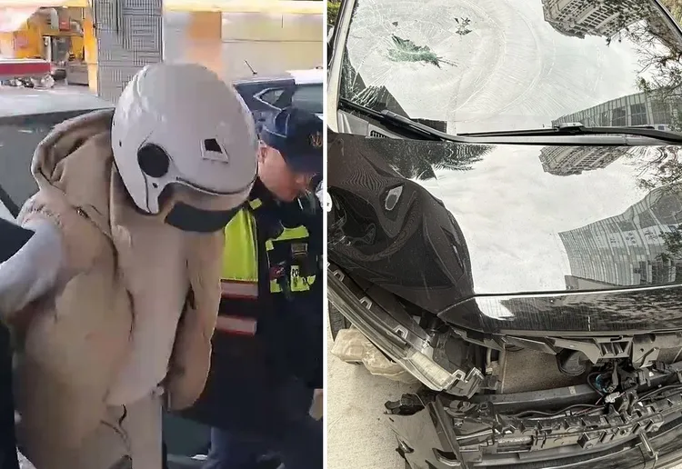 吳姓男子（左）酒後無照駕駛Toyota Alphard商旅車（右），撞死跑外送的陳姓醫大生，陳父痛批他是「殺人兇手」。資料照片