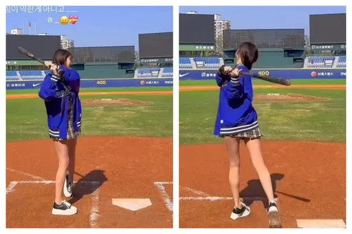 李珠珢抵台先拿球棒上新莊球場秀美腿　網：富邦打線靠你了