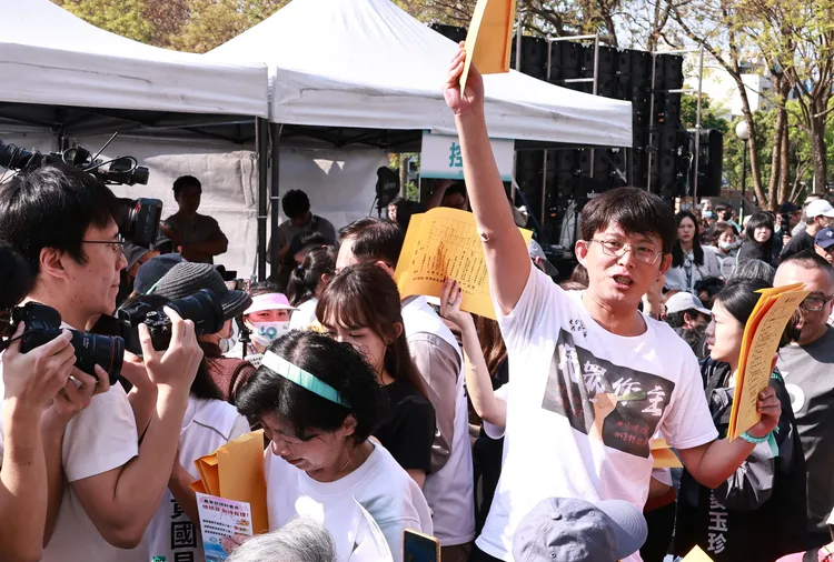 黃國昌喊話，台灣民眾黨一定會繼續與民眾站在第一線。攝影中心攝