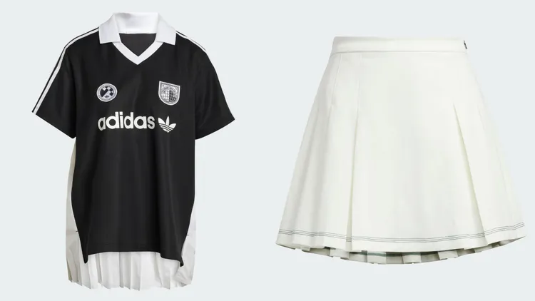 adidas Originals百褶拼接上衣（右）、adidas Originals百摺縫線短裙（右）2690元。品牌提供