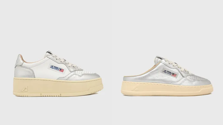 AUTRY  Medalist Platform 厚底休閒鞋（左）8080元、Medalist皮革穆勒鞋（右）7480元。品牌提供