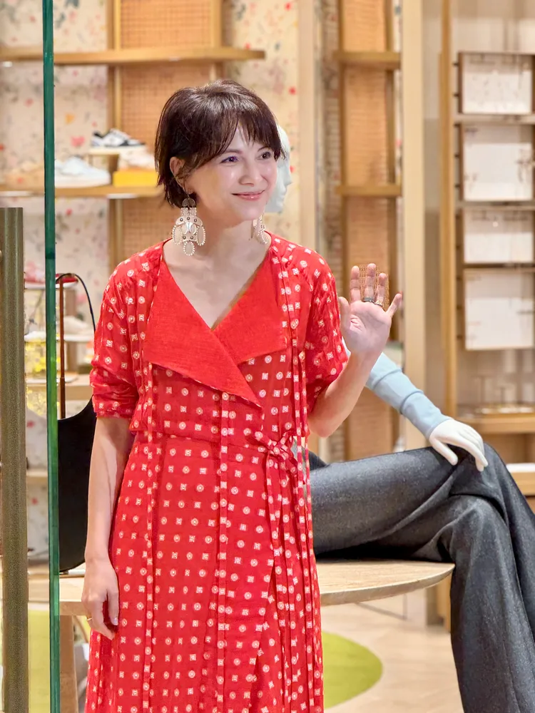 李心潔今日為TORY BURCH台北101店面店面開幕剪綵。張家玲攝