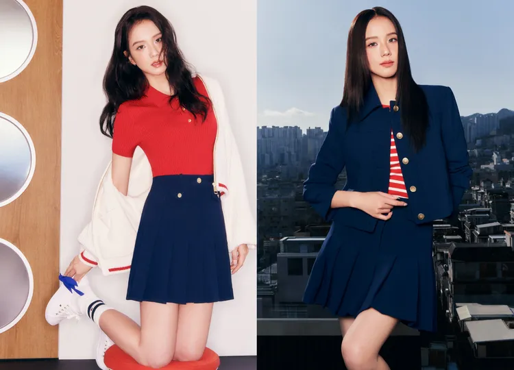 Jisoo換上學院風單品化身春日微甜學姊。品牌提供