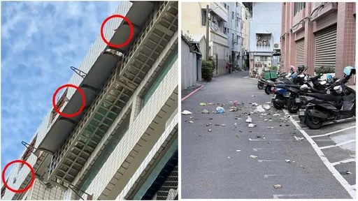 超扯影片!惡鄰「天降垃圾」砸滿地 整排機車慘中臭彈