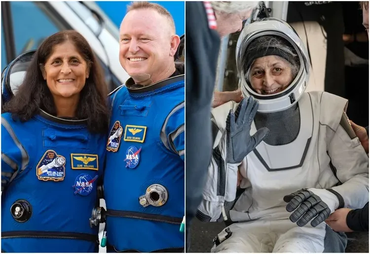 威廉斯（左圖左）與威爾莫爾去年6月飛往國際太空站執行任務，意外滯留9個多月才返回地球。美聯社