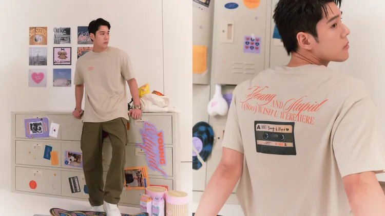 「Young & Stupid Cassette Tee」以懷舊卡帶與手寫字體營造青春時光感，1280元。品牌提供