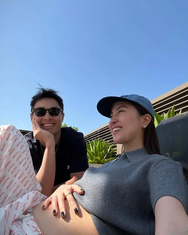 楊祐寧（左）與Melinda結婚5年，迎來第3個孩子。翻攝Melinda IG