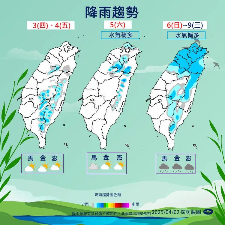 未來降雨預報。中央氣象署提供