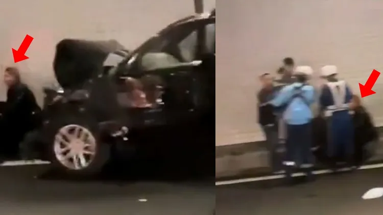 疑似廣末涼子在車禍現場。翻攝X