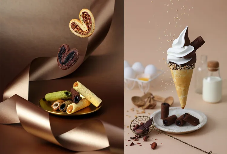 青鳥旅行專為吃貨人設計的創意灌餡蛋捲與全台獨創的「夾餡蝴蝶酥」與「蛋捲霜淇淋」，持續探索蛋捲的100種可能，帶來更多創意點心與驚喜。業者提供