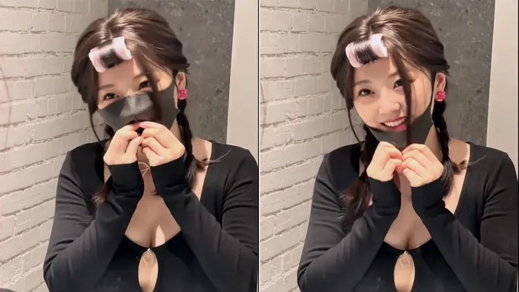 玩偶姐姐po出拉下口罩的影片，但網友們無法確定真是她本人。翻攝自玩偶姐姐X