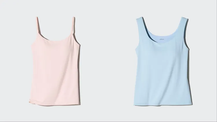 UNIQLO AIRism BRATOP細肩帶背心（左）、AIRism BRATOP坦克背心（右），優惠價各590元。品牌提供