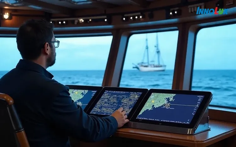 群創全新展出miniLED船舶顯示器。群創提供