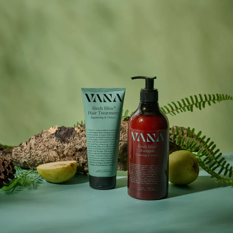 VANA樺樹禮讚系列平衡修復洗髮露500ml／1580元、平衡修復護髮素200ml／980元。品牌提供