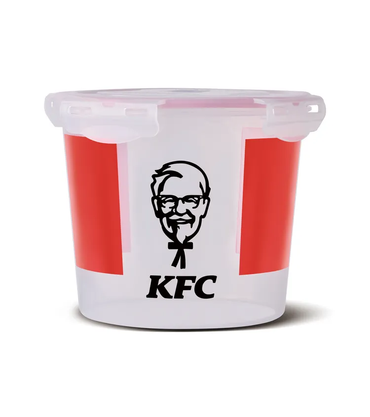 「愛保鮮桶」不只能存放食物、日常收納，更能放進微波爐使用。肯德基提供